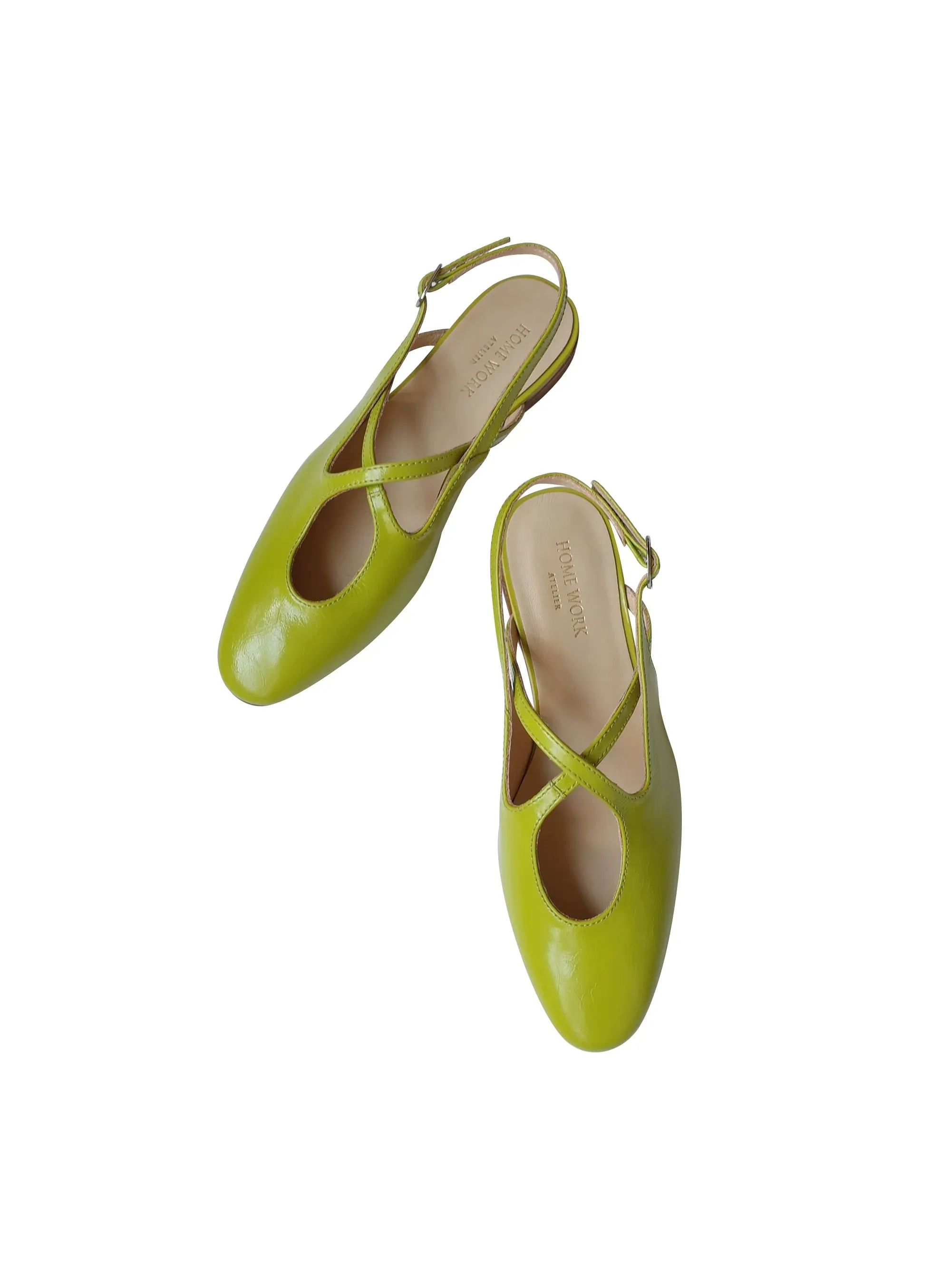 Retro Cross-Strap Slingback Flats