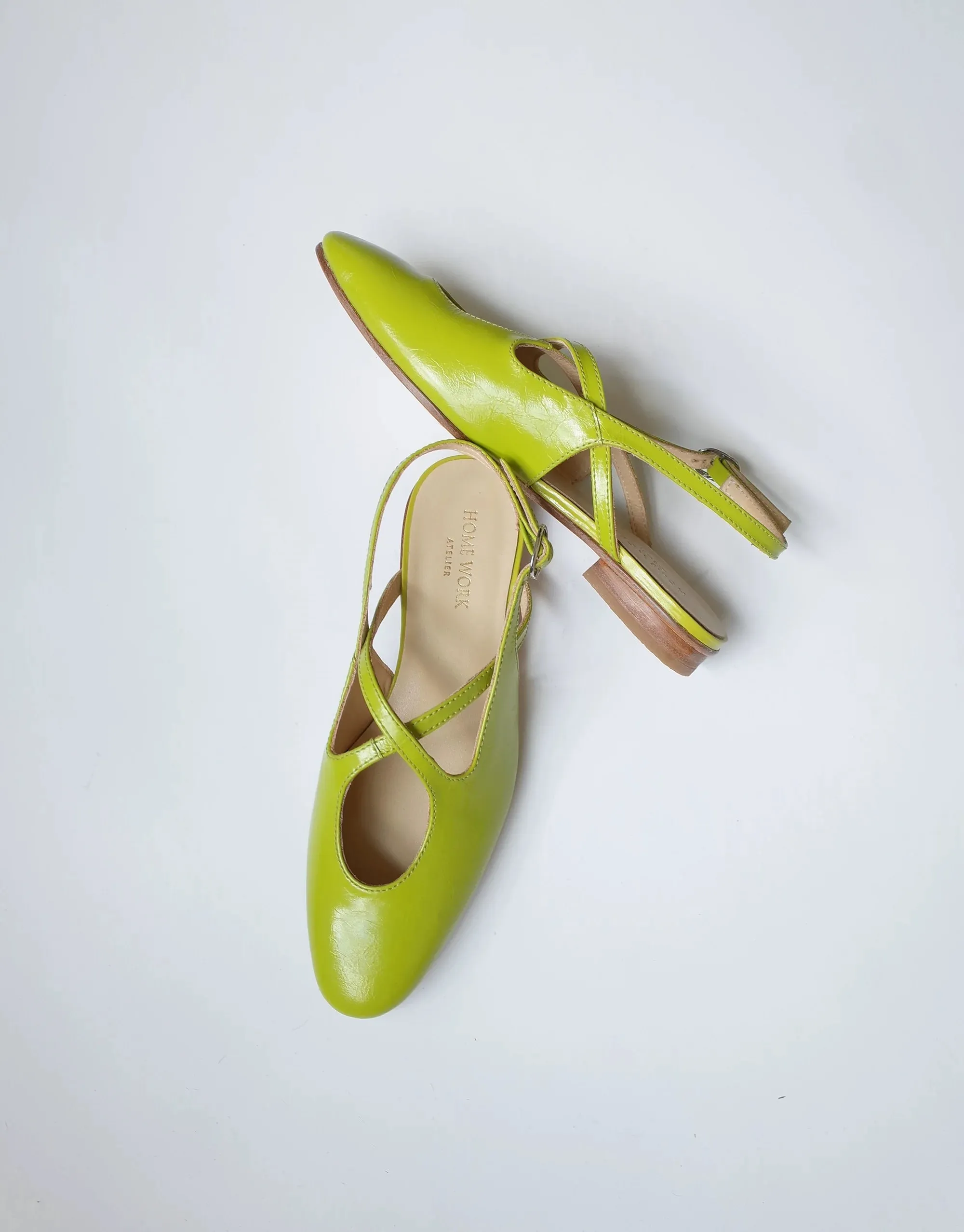 Retro Cross-Strap Slingback Flats