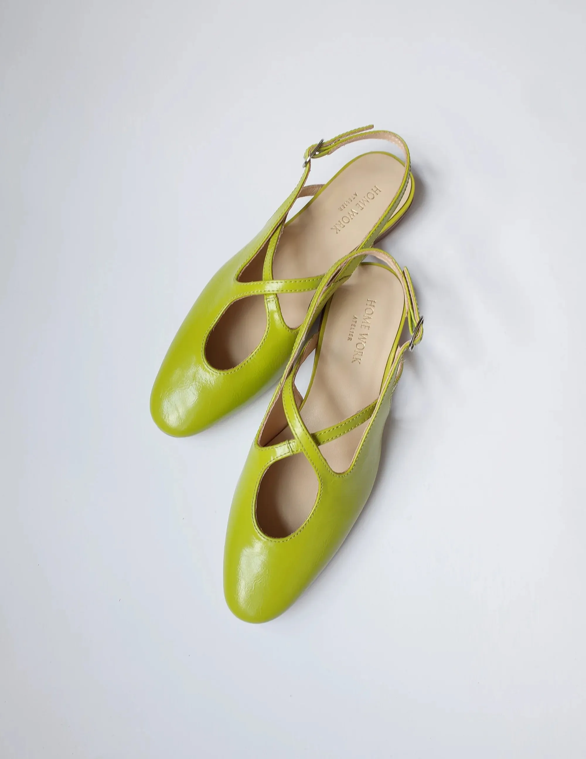 Retro Cross-Strap Slingback Flats