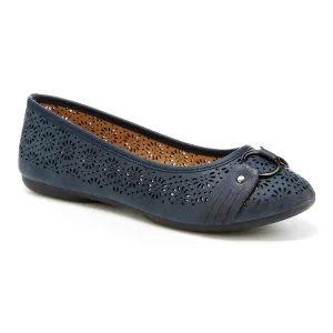Round Toe Cut Out O-Ring Band Flats (Giovana)