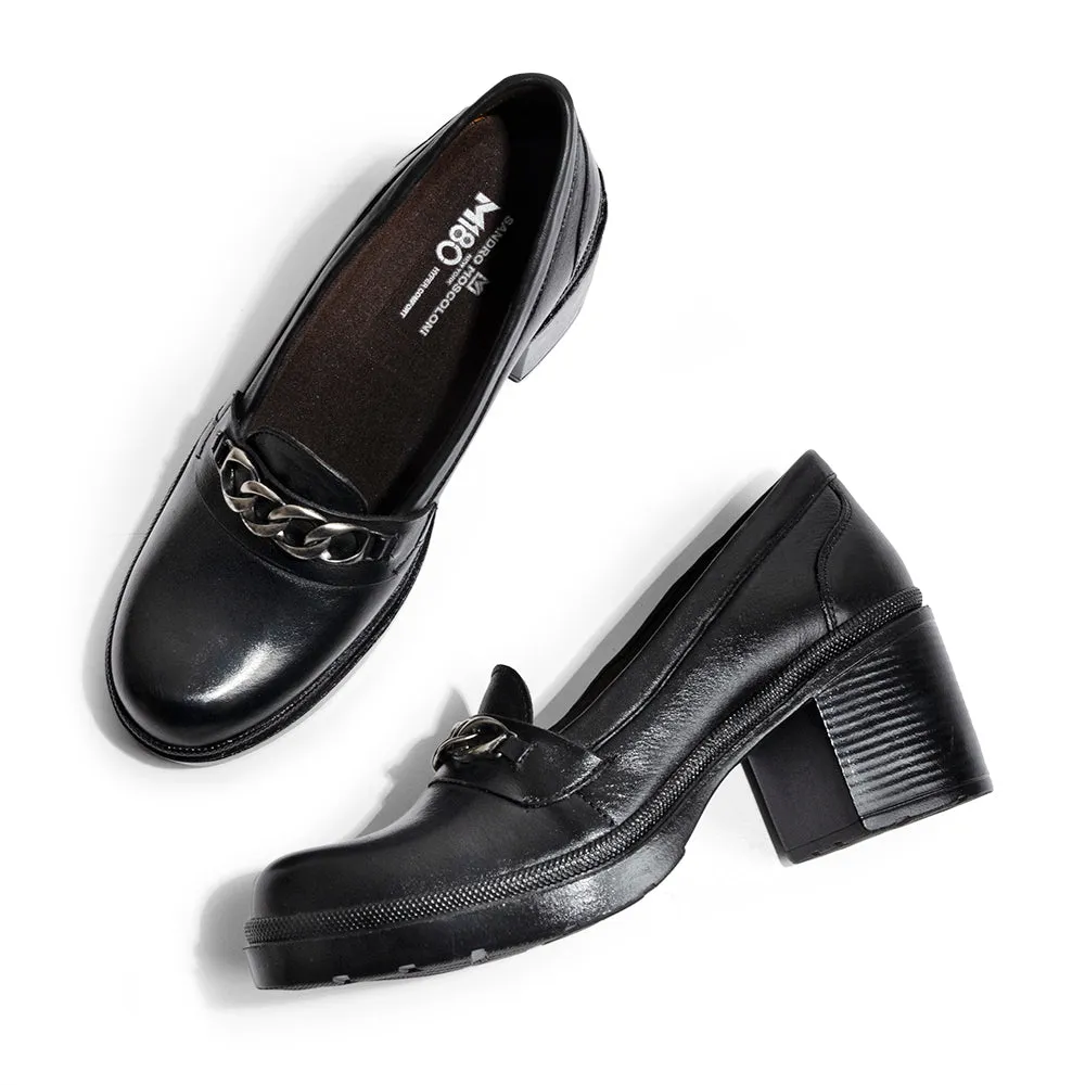 Sandro Moscoloni Women's Shoe Horsebit Loafer Block Heel Marilyn Black