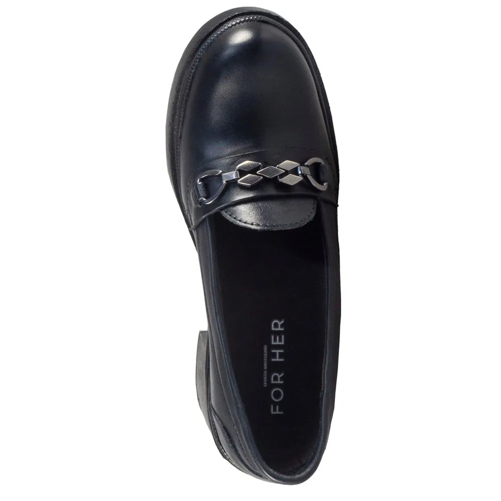 Sandro Moscoloni Women's Shoe Horsebit Loafer Block Heel Marilyn Black