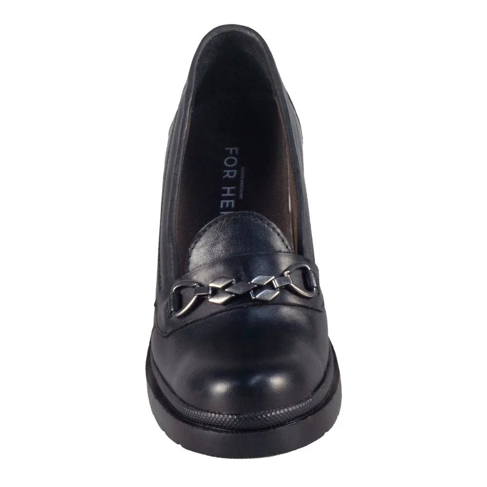 Sandro Moscoloni Women's Shoe Horsebit Loafer Block Heel Marilyn Black