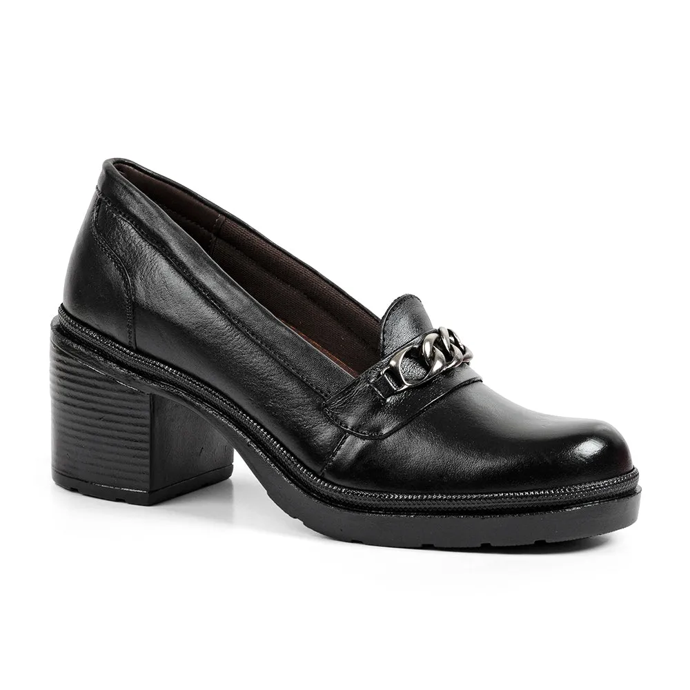 Sandro Moscoloni Women's Shoe Horsebit Loafer Block Heel Marilyn Black