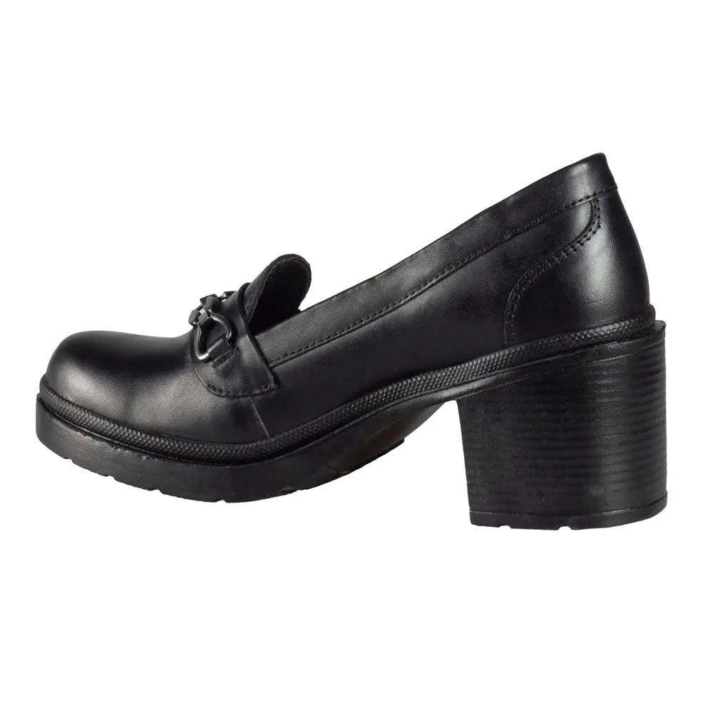 Sandro Moscoloni Women's Shoe Horsebit Loafer Block Heel Marilyn Black
