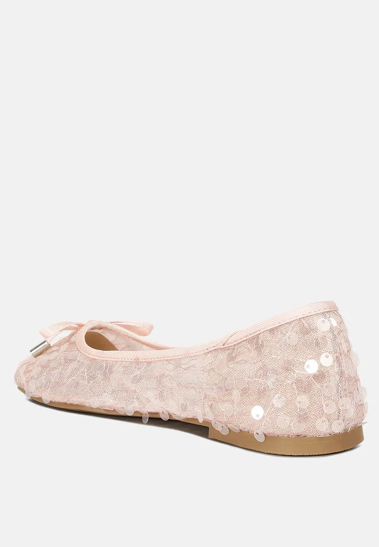 Sequin Embellished Sheer Ballet Flats