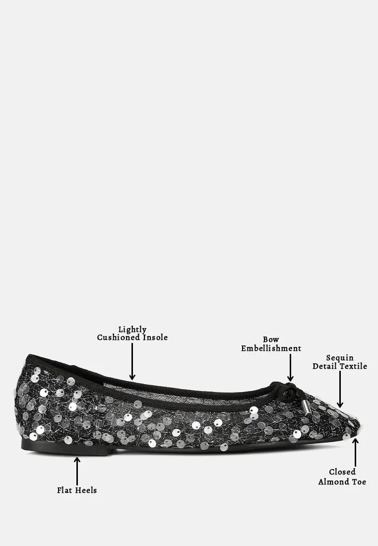 Sequin Embellished Sheer Ballet Flats