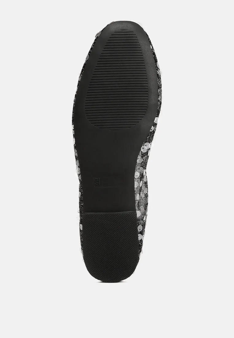 Sequin Embellished Sheer Ballet Flats