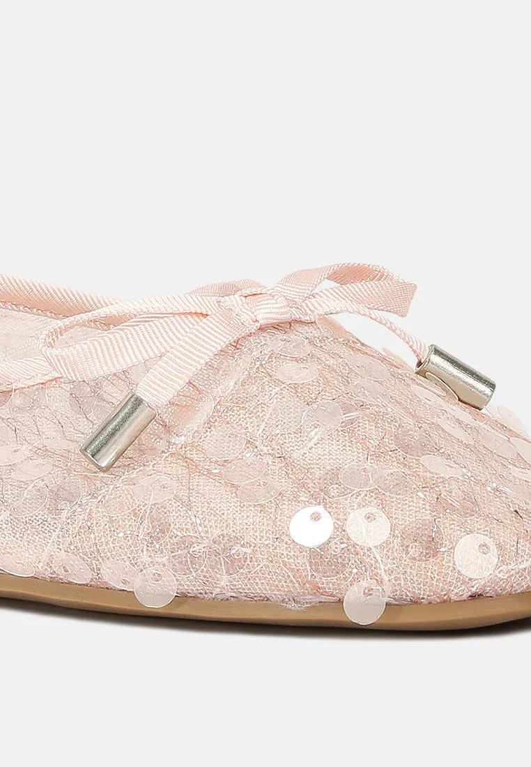 Sequin Embellished Sheer Ballet Flats