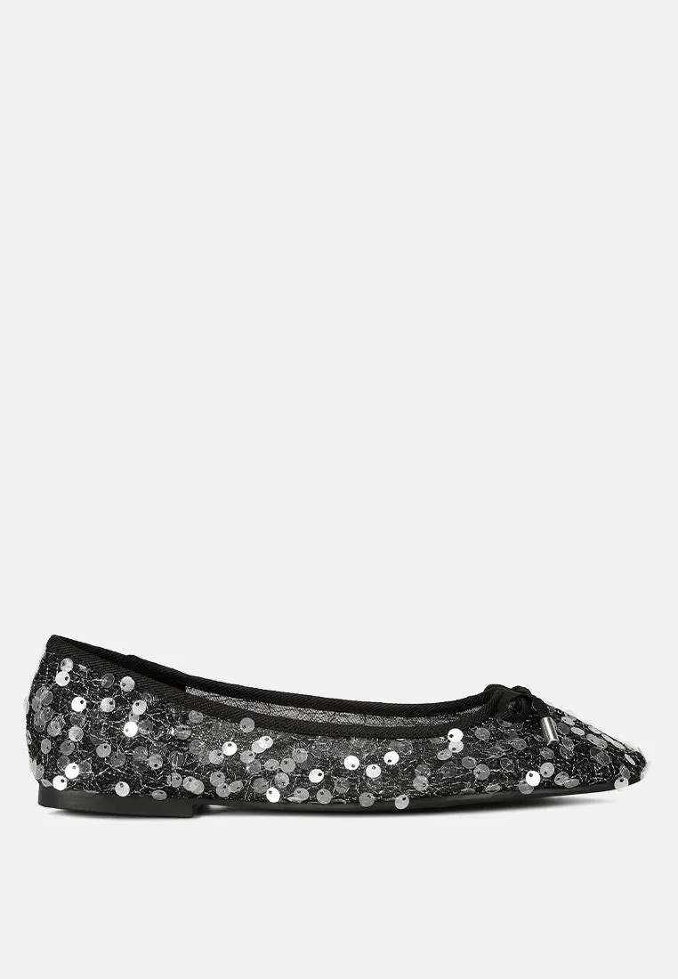 Sequin Embellished Sheer Ballet Flats