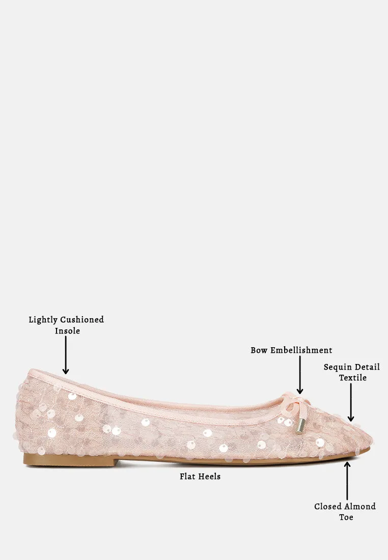Sequin Embellished Sheer Ballet Flats