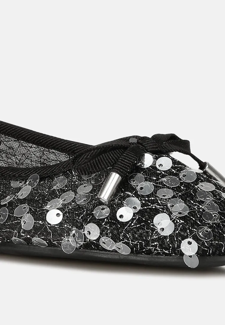 Sequin Embellished Sheer Ballet Flats