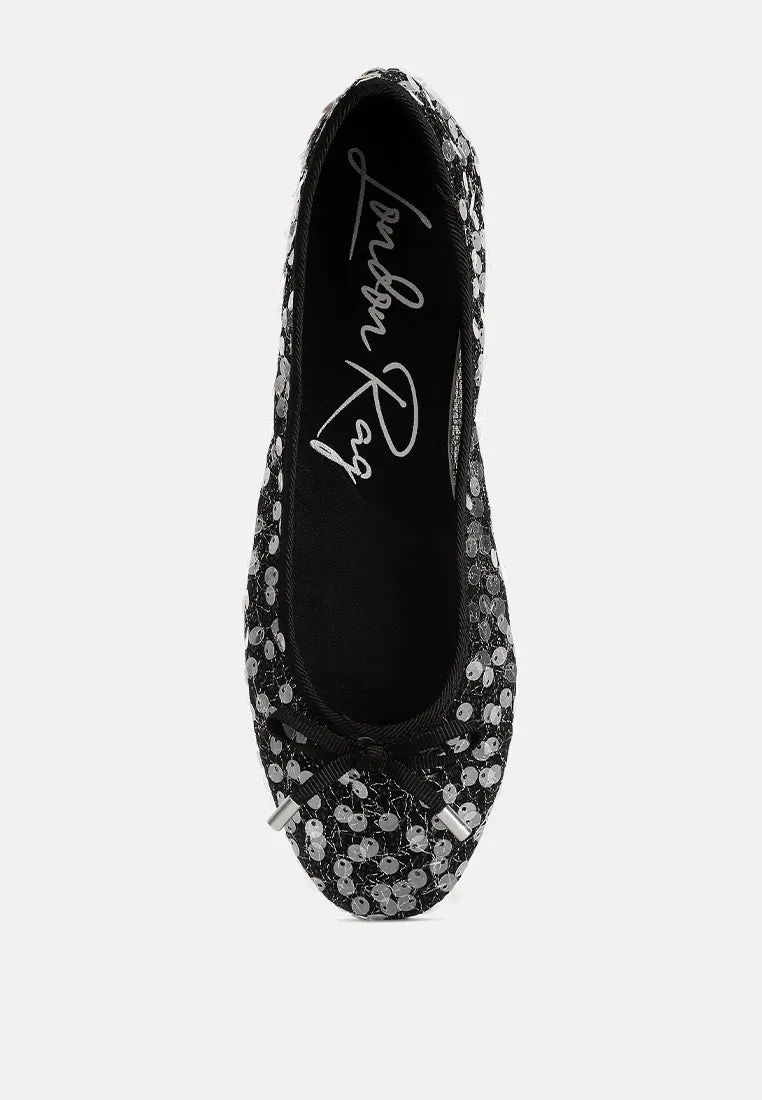 Sequin Embellished Sheer Ballet Flats