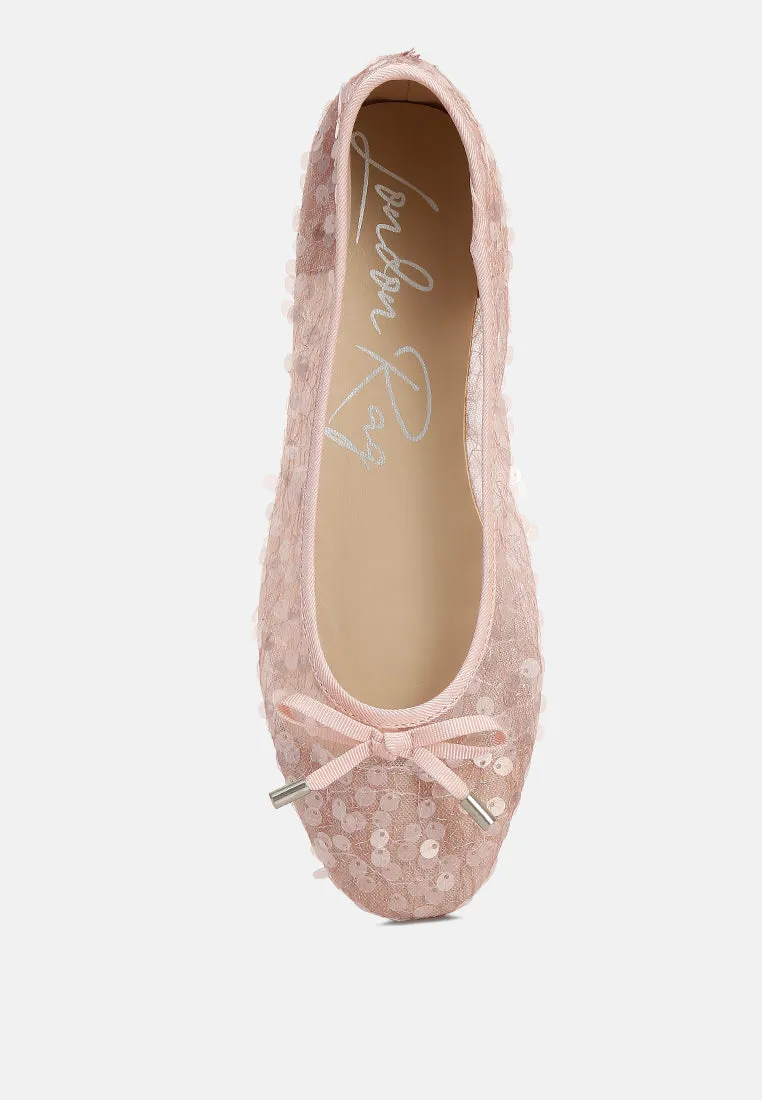 Sequin Embellished Sheer Ballet Flats