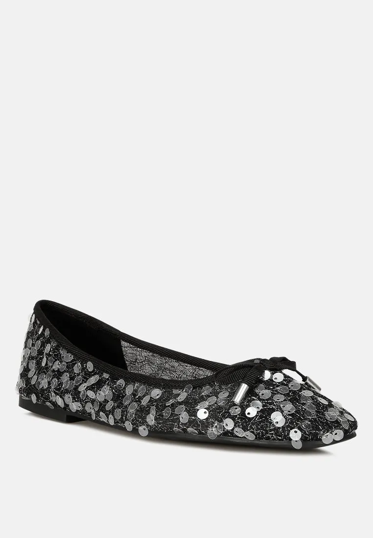 Sequin Embellished Sheer Ballet Flats