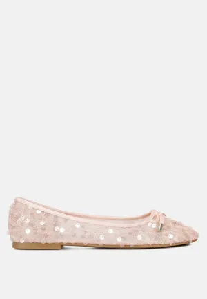 Sequin Embellished Sheer Ballet Flats