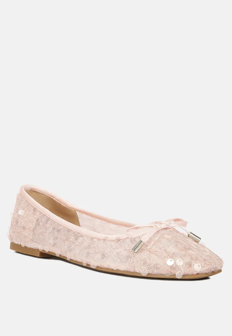 Sequin Embellished Sheer Ballet Flats