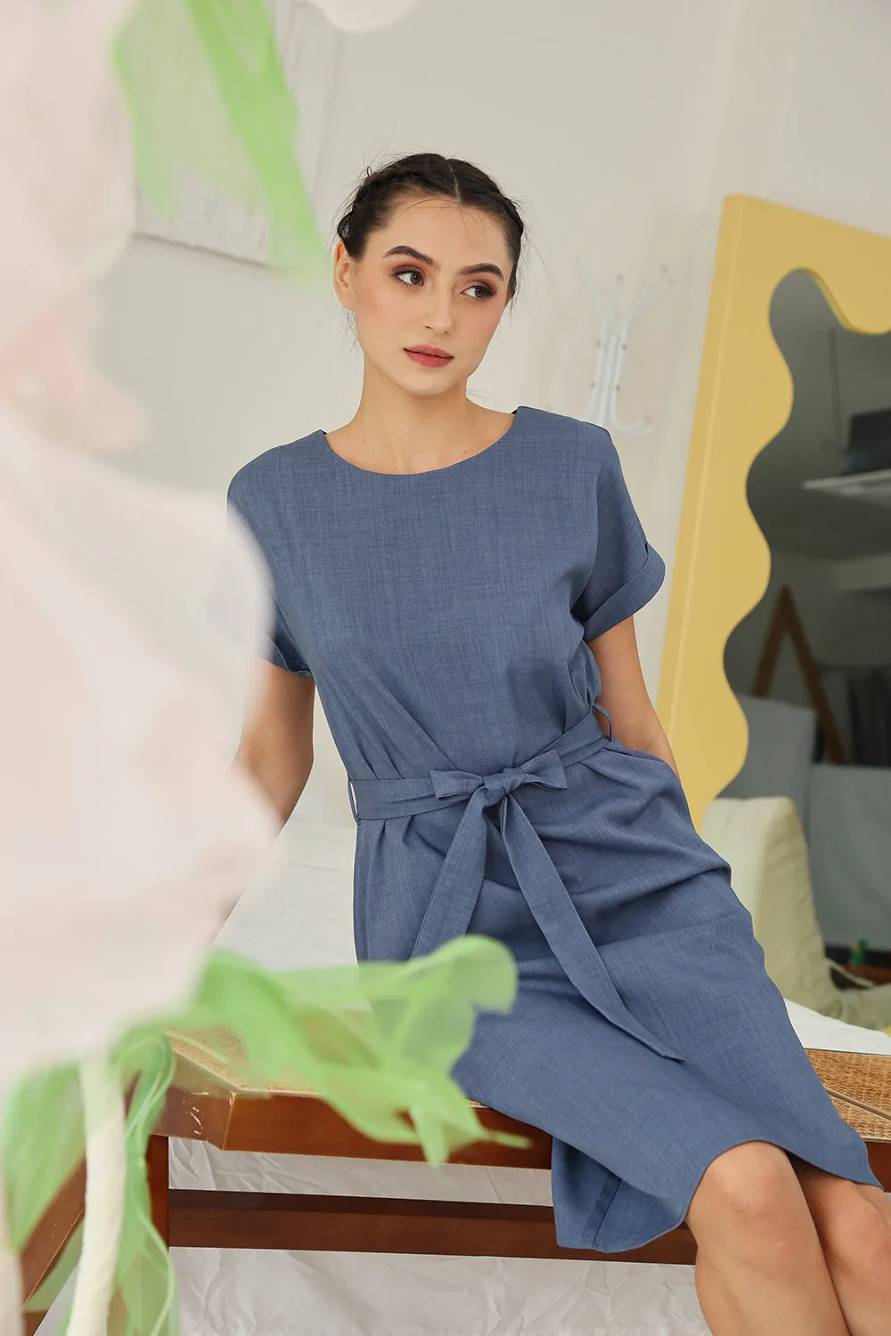 Serena Midi Dress in Midnight Blue