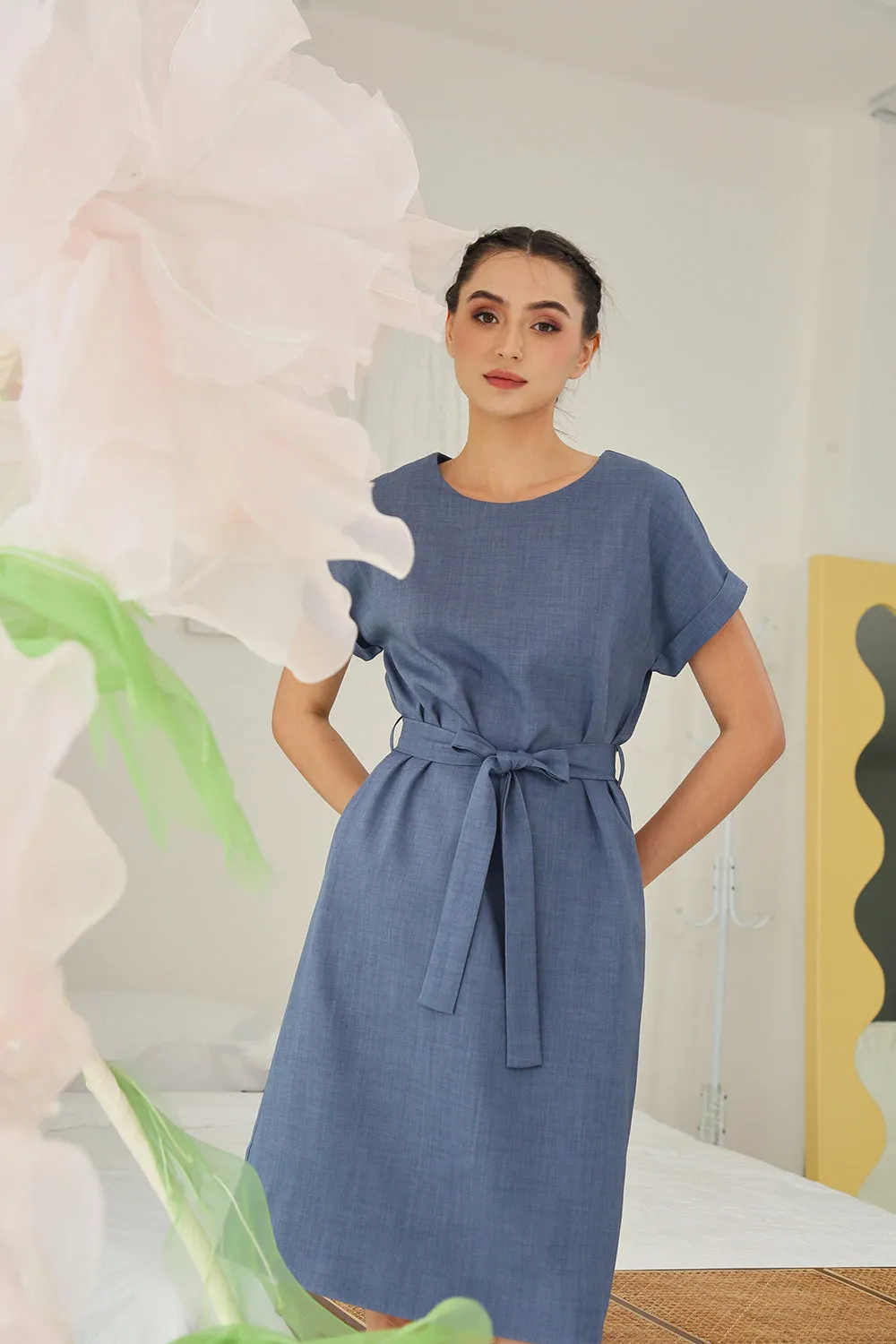 Serena Midi Dress in Midnight Blue