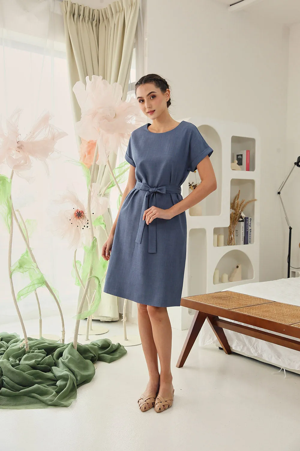 Serena Midi Dress in Midnight Blue