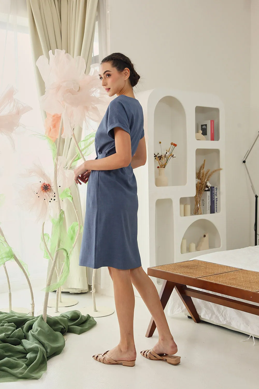 Serena Midi Dress in Midnight Blue