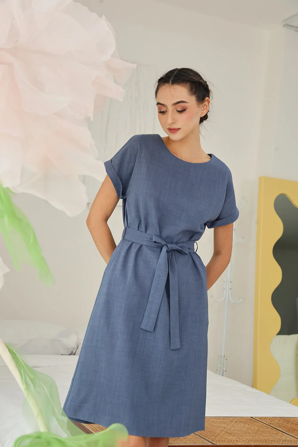 Serena Midi Dress in Midnight Blue