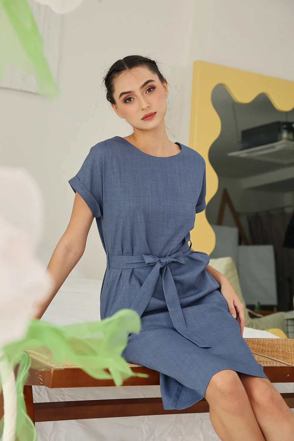 Serena Midi Dress in Midnight Blue