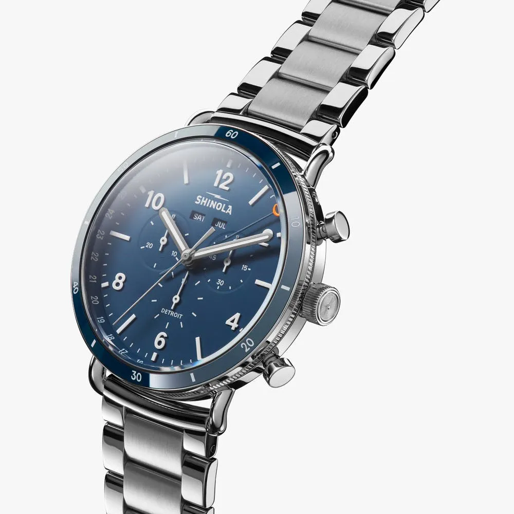 Shinola The Canfield Sport 45mm Blue Dial with Stainless Steel Bracelet S0120089890