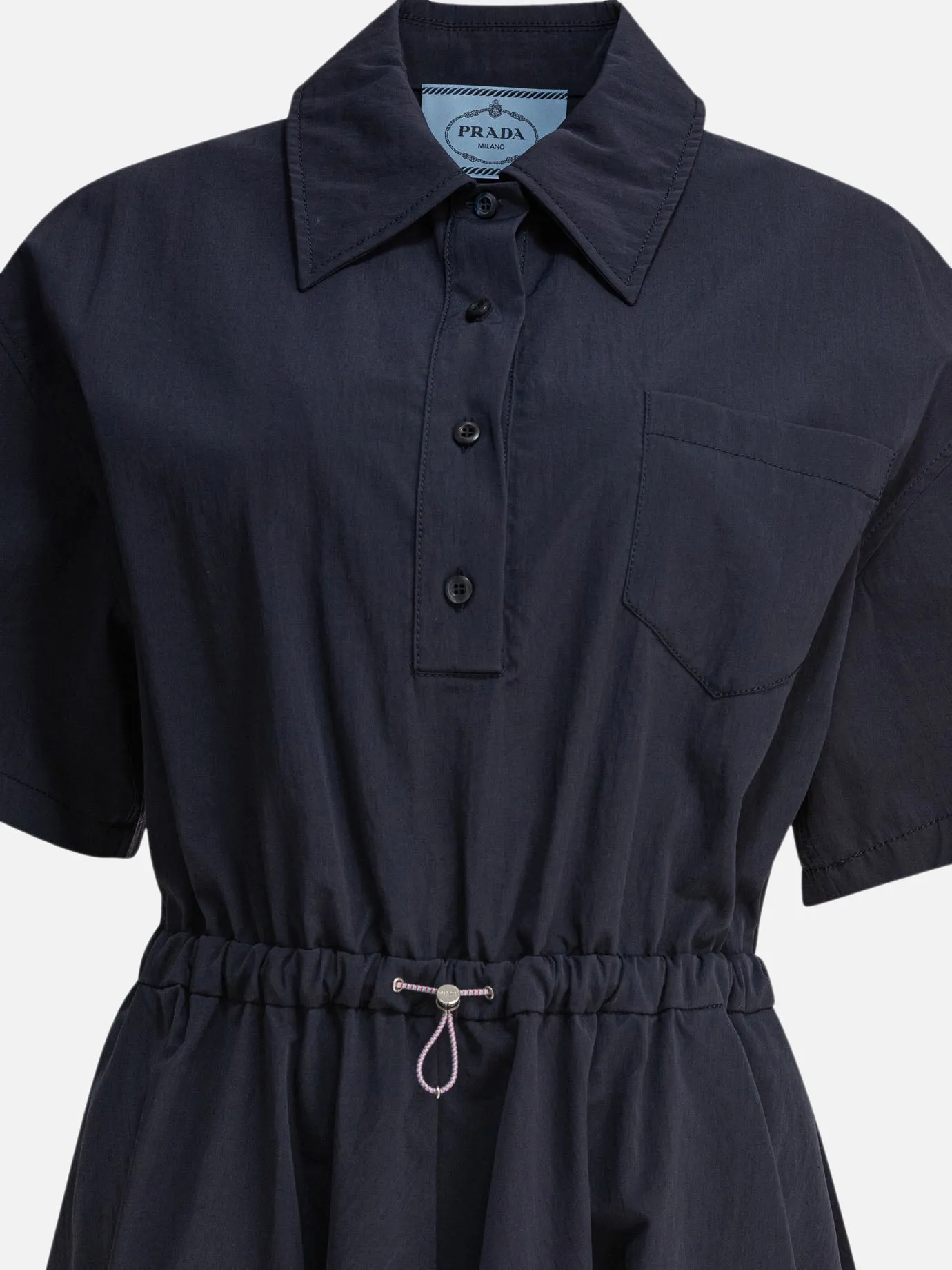 Short sleeved dress in Pongé Tec