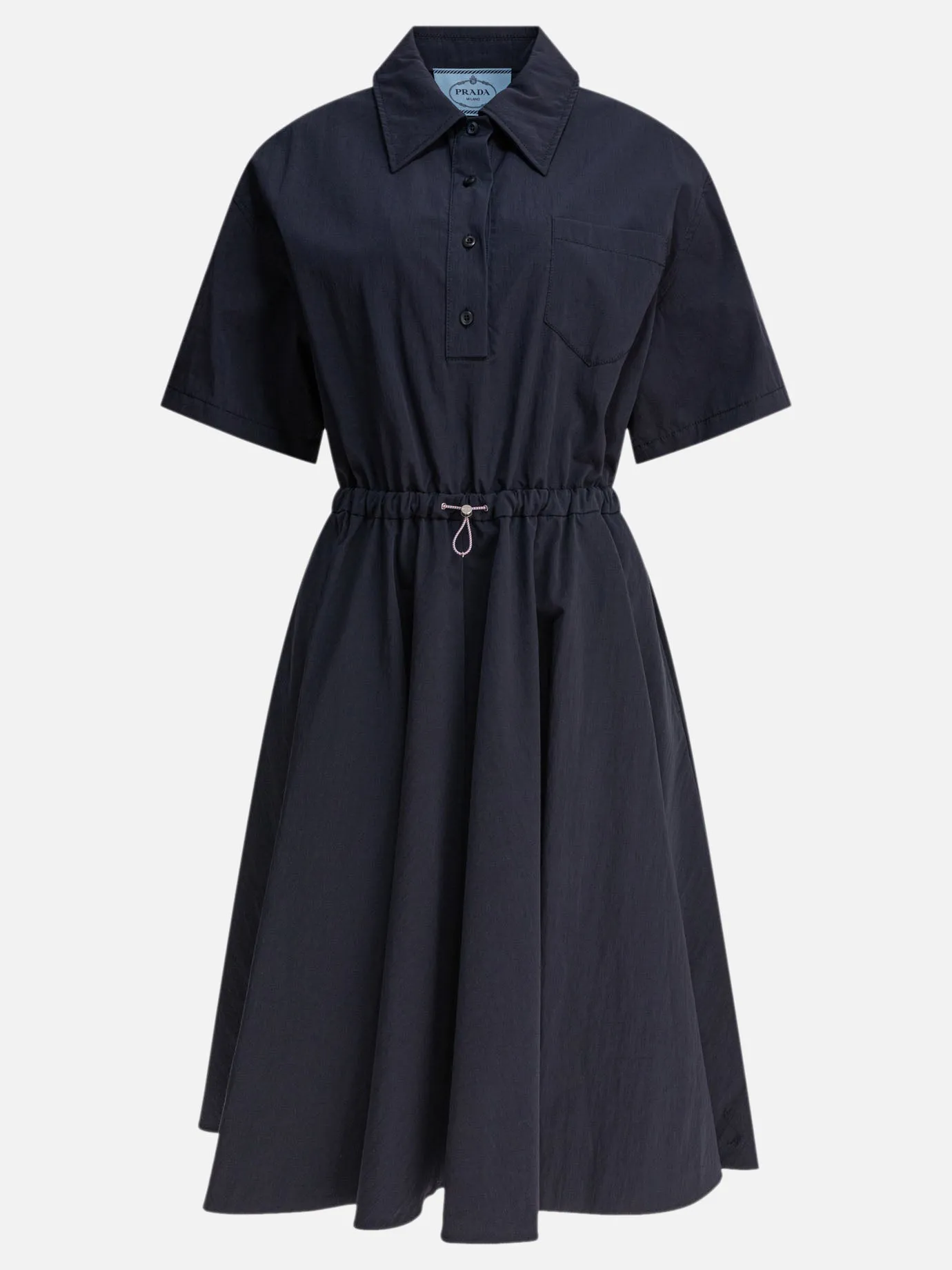 Short sleeved dress in Pongé Tec