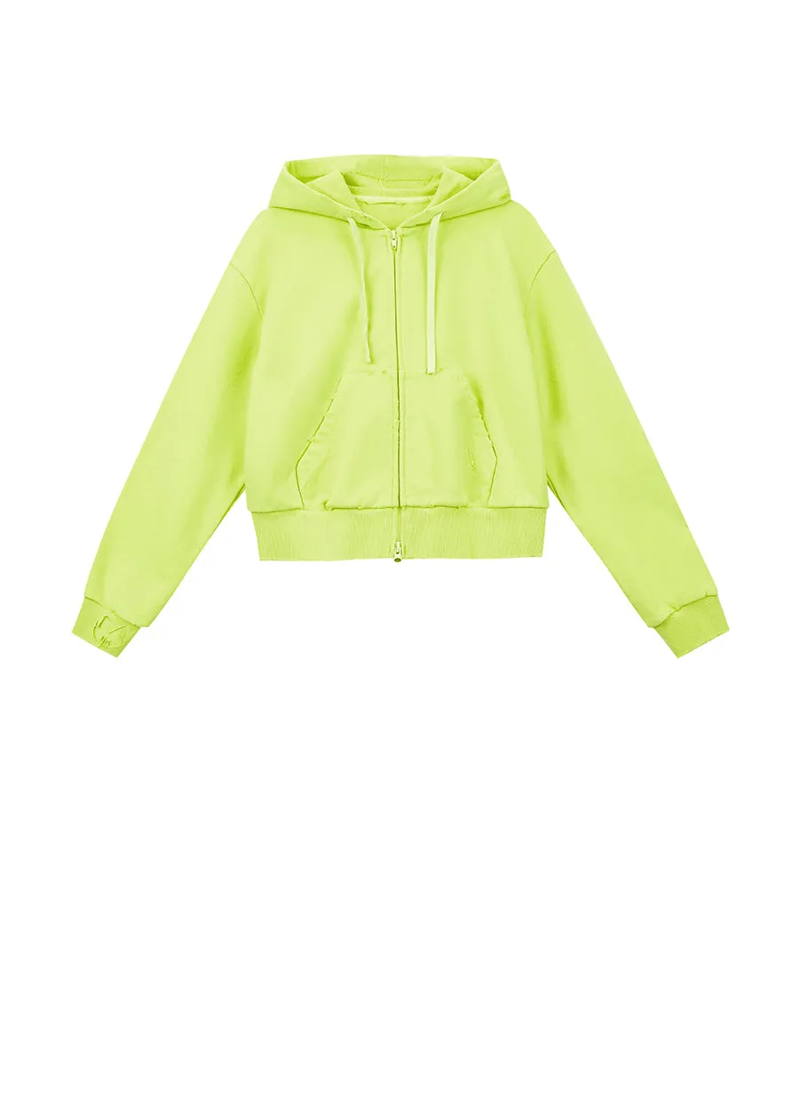 Sweatershirt / JNBY Relaxed Cotton Zip Hoodie Sweatershirt