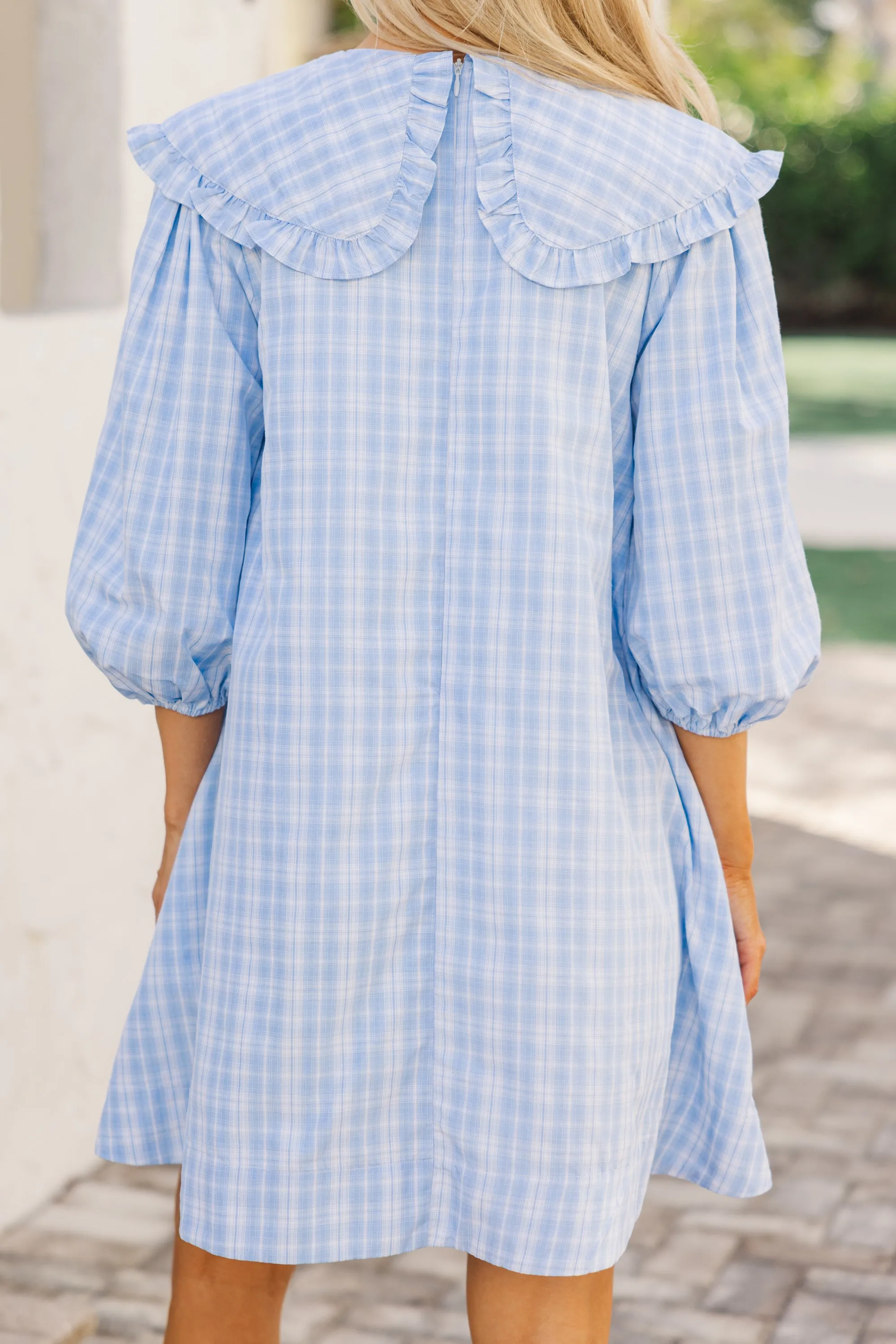The Caring Light Blue Gingham Dress