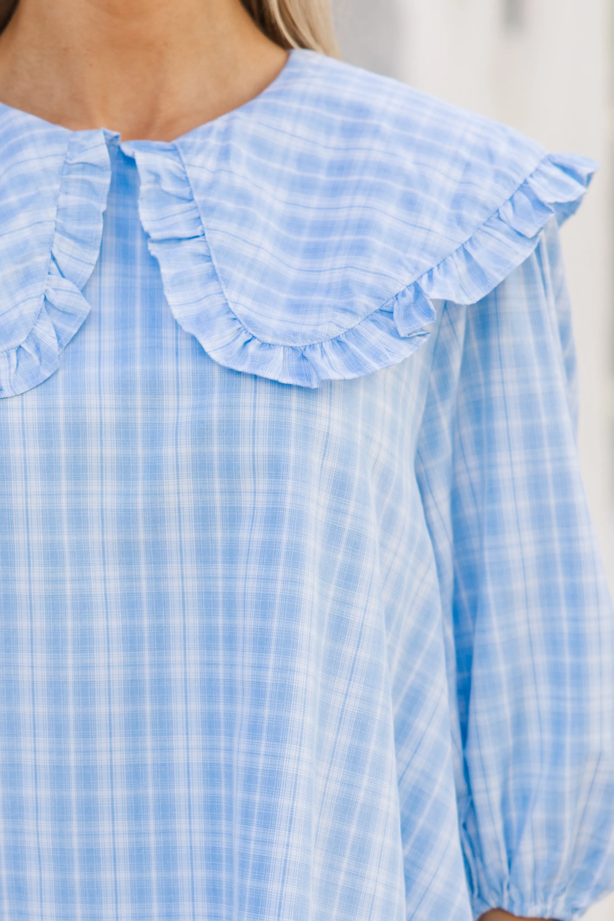 The Caring Light Blue Gingham Dress