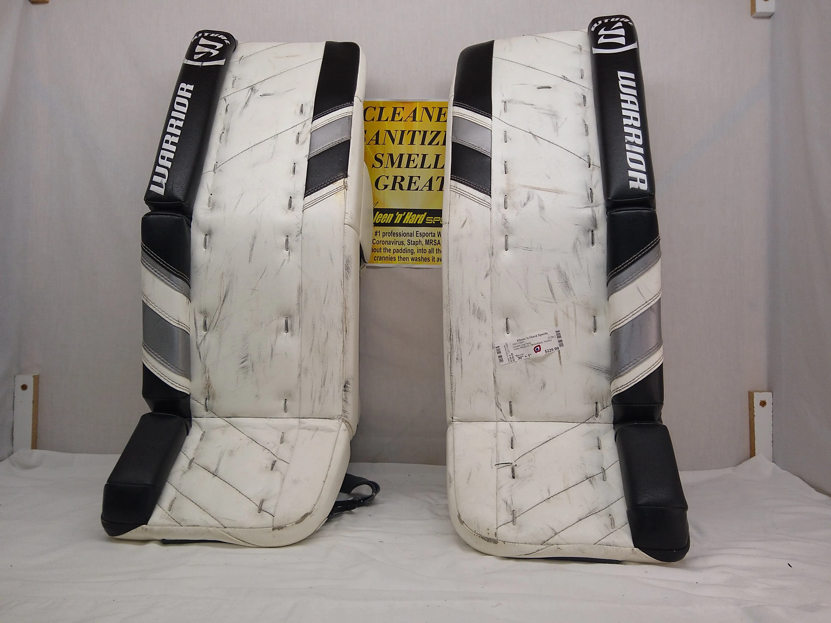 Used Warrior Ritual G3 Size 30"   1" White/Black Hockey Goalie Leg Pads