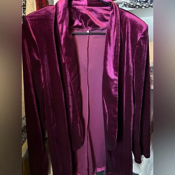 Velvet Blazer Jacket Garnet