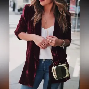 Velvet Blazer Jacket Garnet