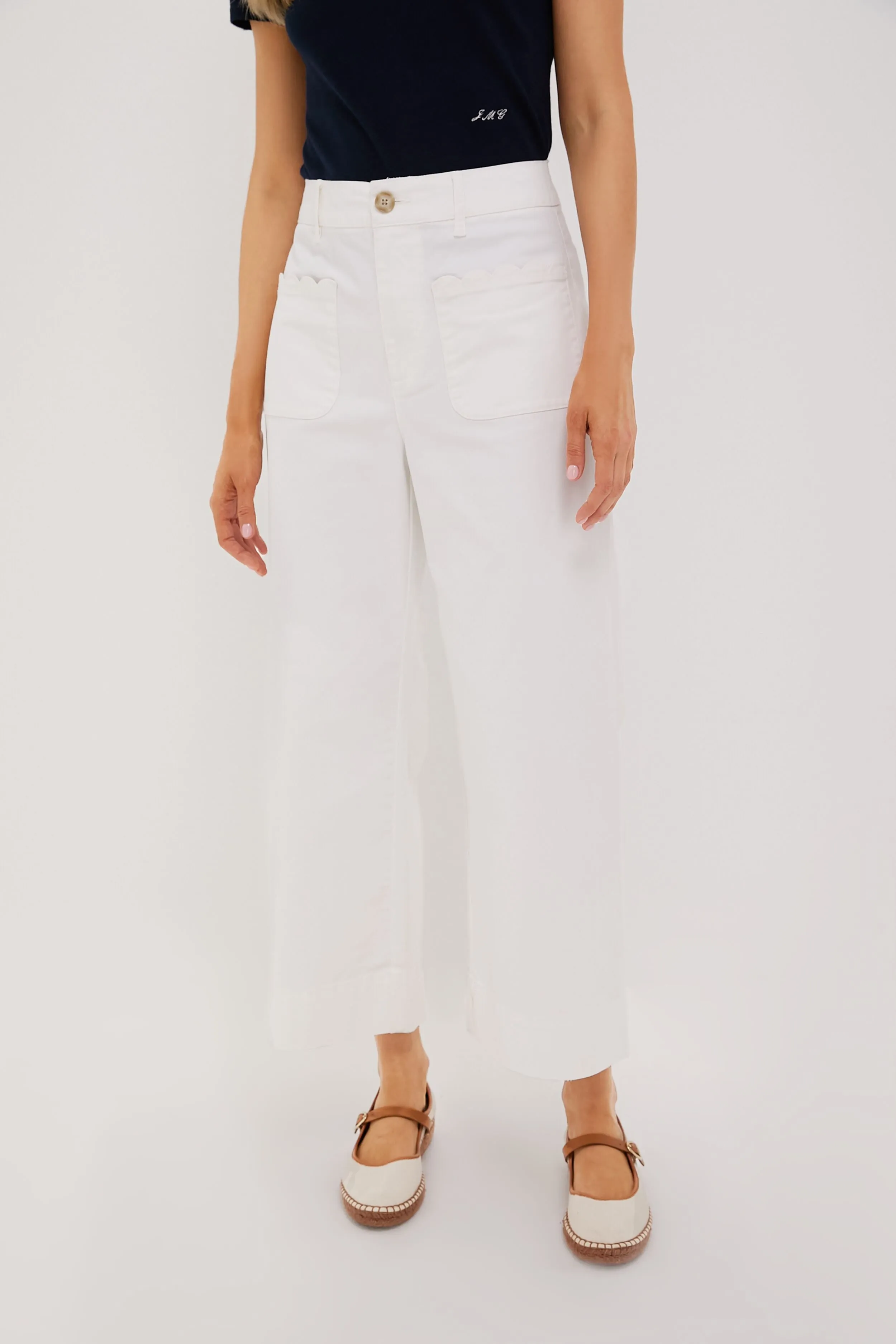 White Chino Wide Leg Stretch Davis Pants