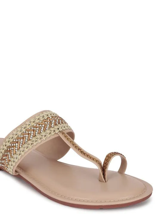 Women Festive Embellished One Toe Flats