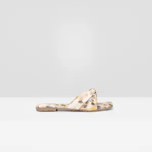 WOMEN TAN PRINTED STRAP FLAT CHAPPALS