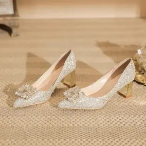 Women Wedding Shoes Comfortable Suede Solid Color Pointed-toe Mujer Shoes Wrap-toe Shallow Flats For Ladies Banquet Bridal Shoes