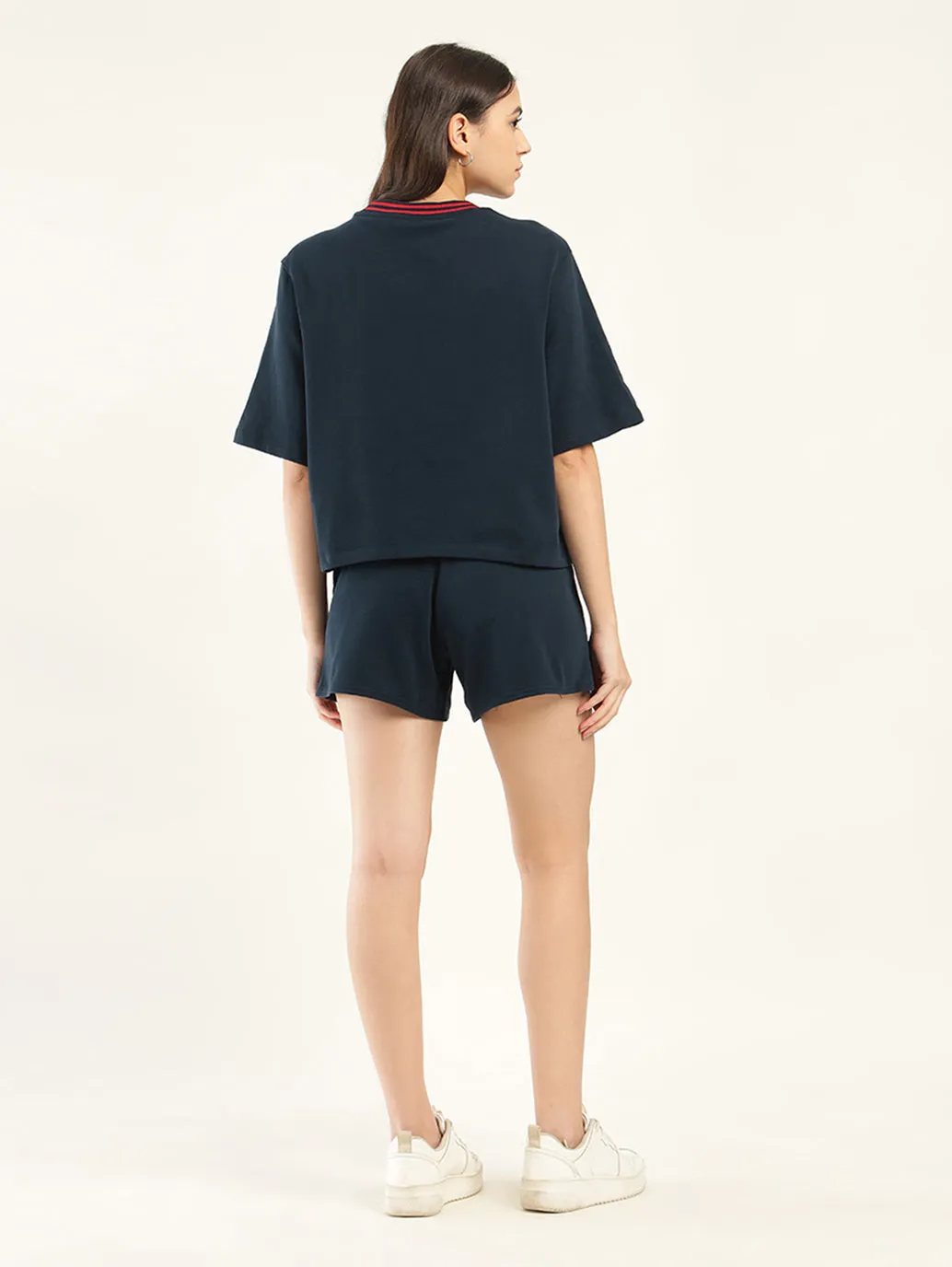 Women's Brand Logo Navy Crew Neck Co-ord Set