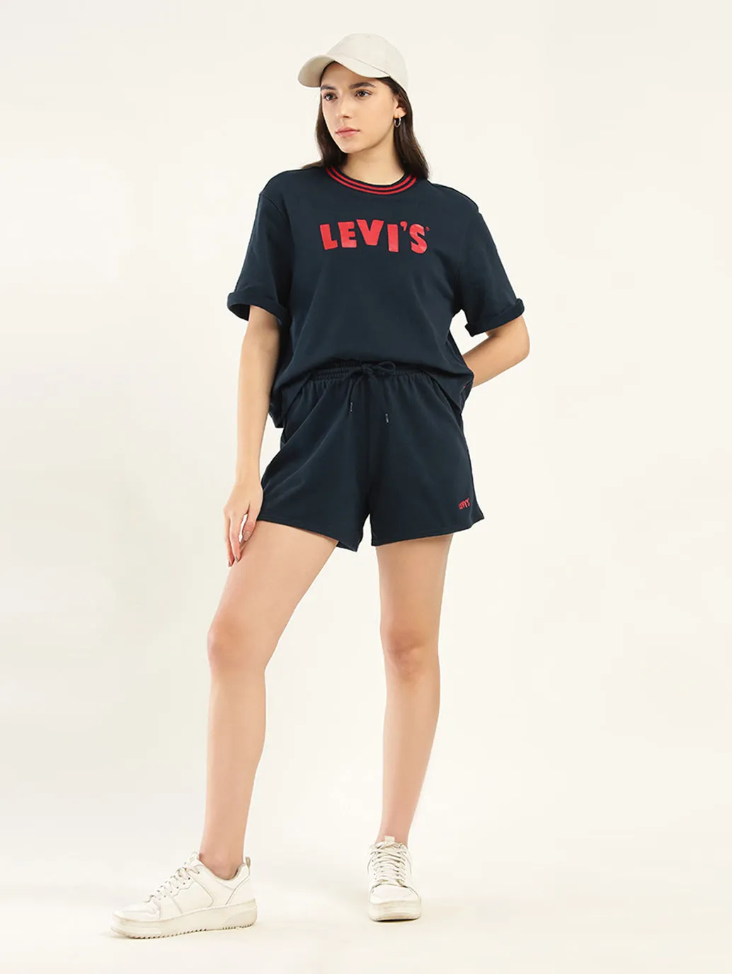 Women's Brand Logo Navy Crew Neck Co-ord Set
