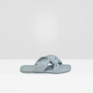 WOMENS GREY FLAT OPEN-TOE SLIP-ONS