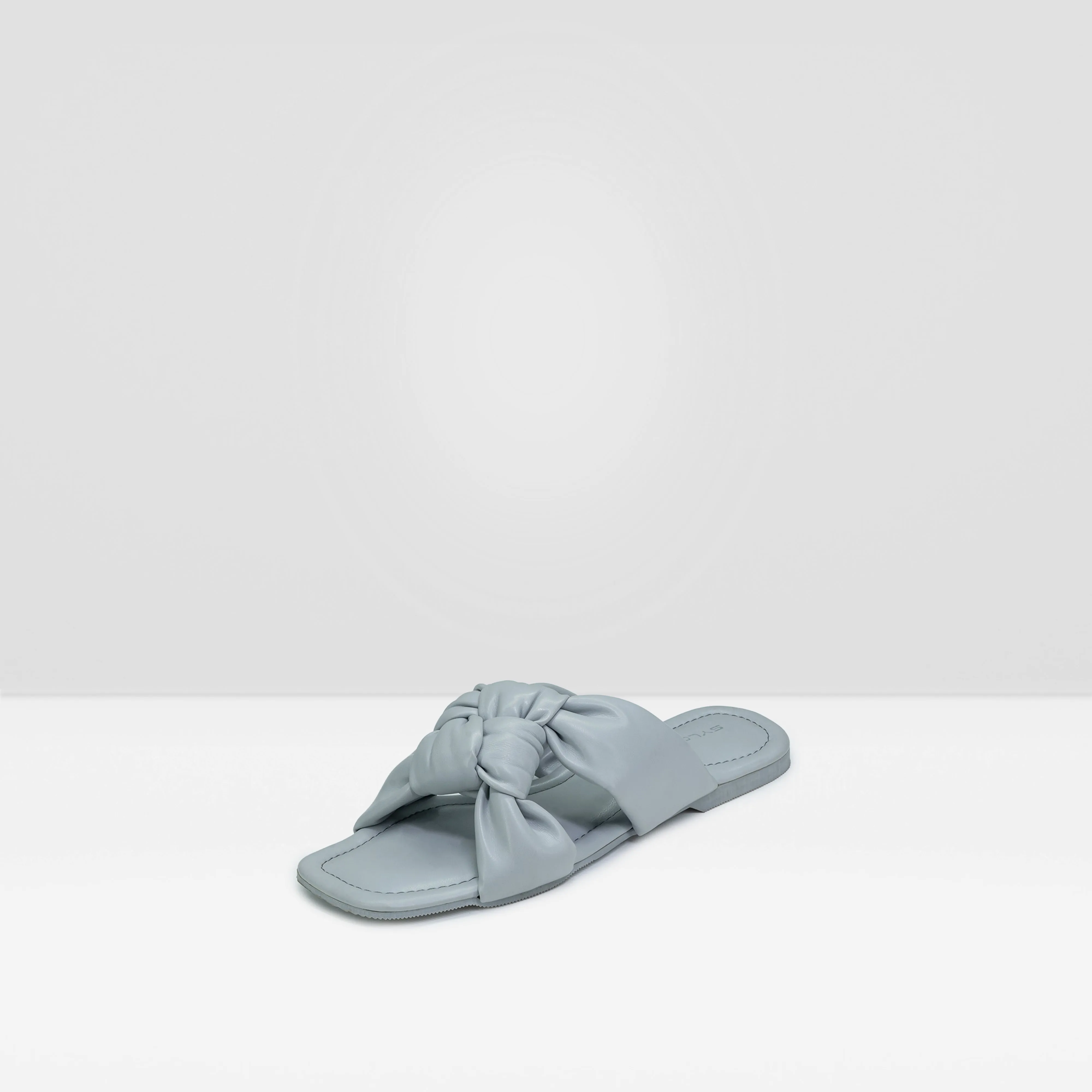 WOMENS GREY FLAT OPEN-TOE SLIP-ONS