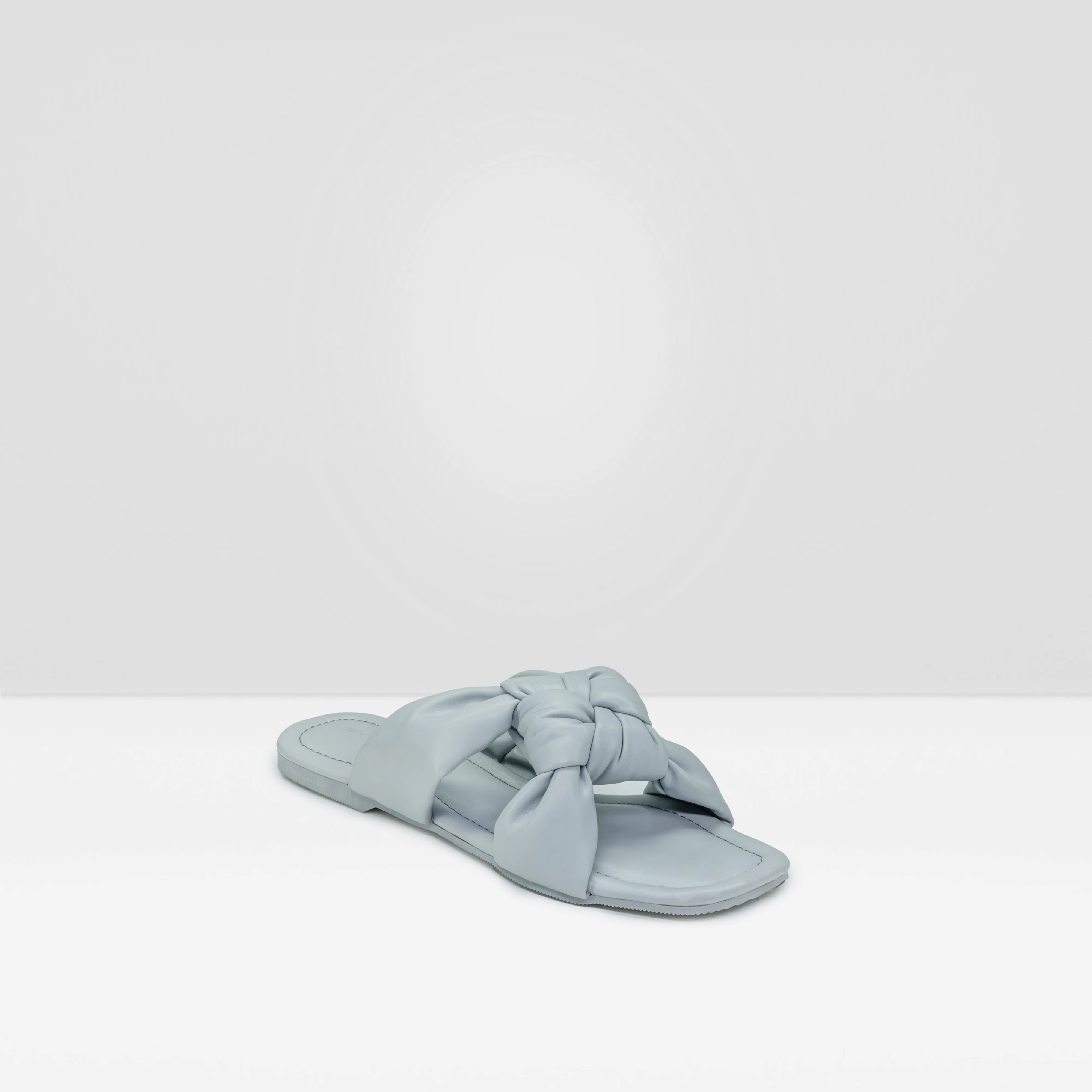 WOMENS GREY FLAT OPEN-TOE SLIP-ONS