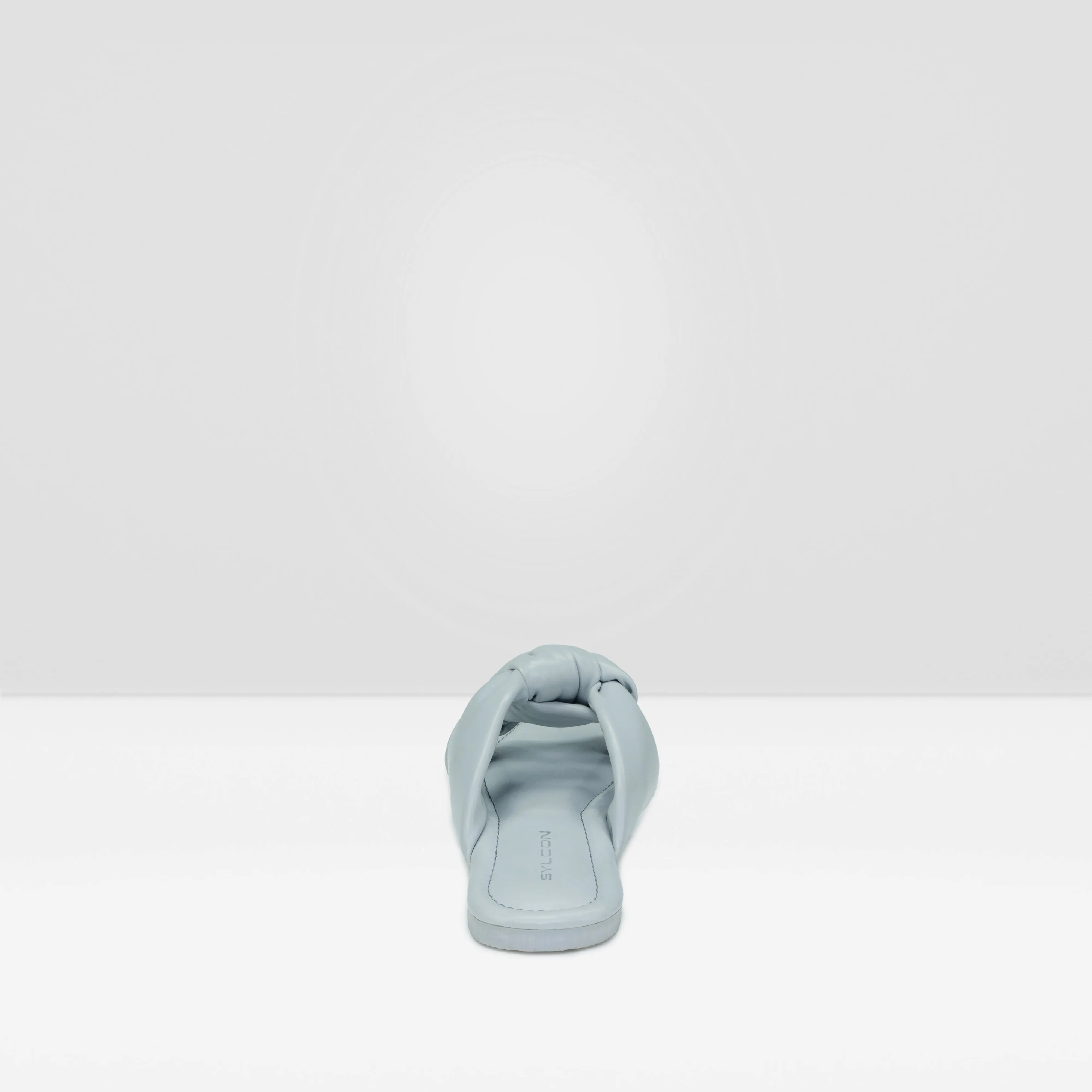 WOMENS GREY FLAT OPEN-TOE SLIP-ONS