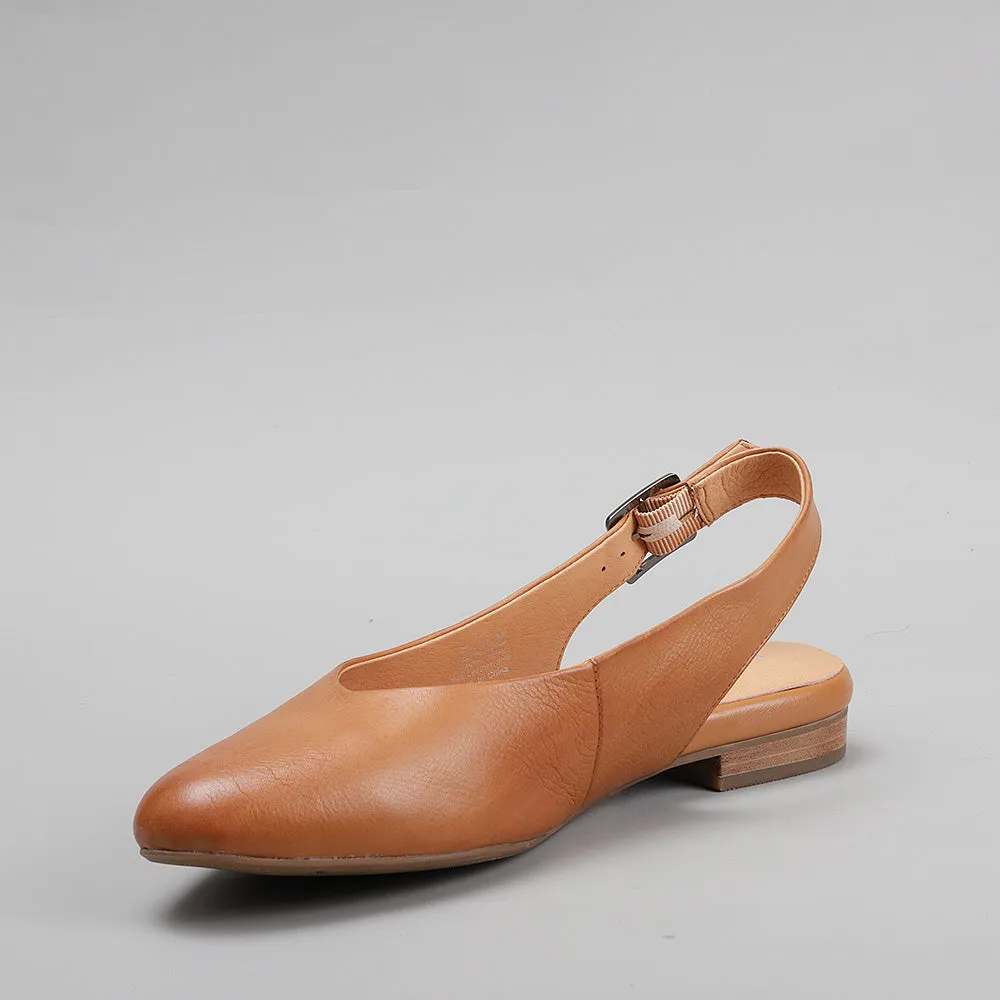 ZODIAC LEATHER SLING BACK || TAN