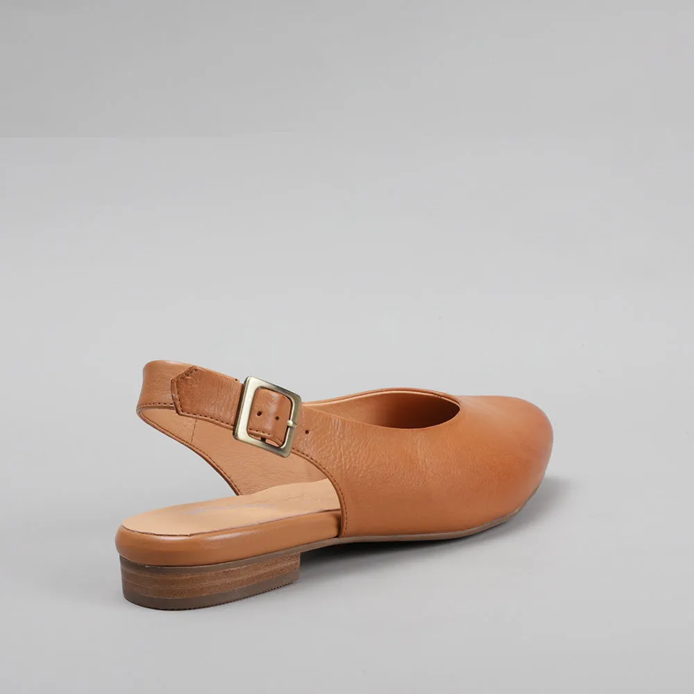 ZODIAC LEATHER SLING BACK || TAN