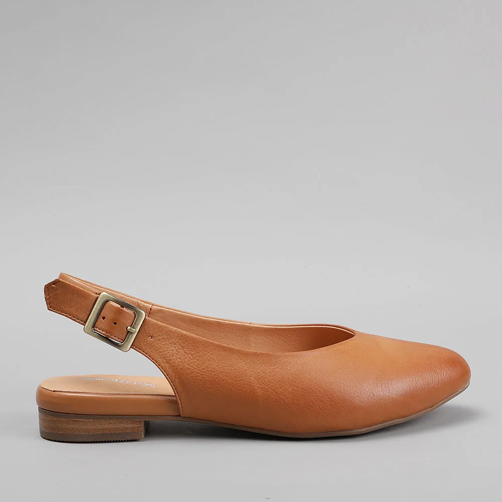 ZODIAC LEATHER SLING BACK || TAN
