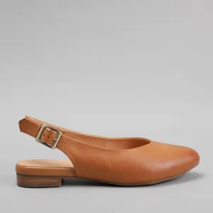 ZODIAC LEATHER SLING BACK || TAN